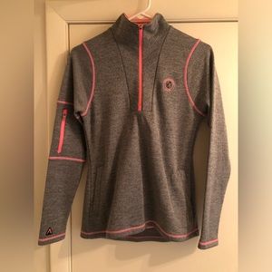 Antigua - Quarter-Zip Pullover - Grey w/ Pink Accent - Women’s Small